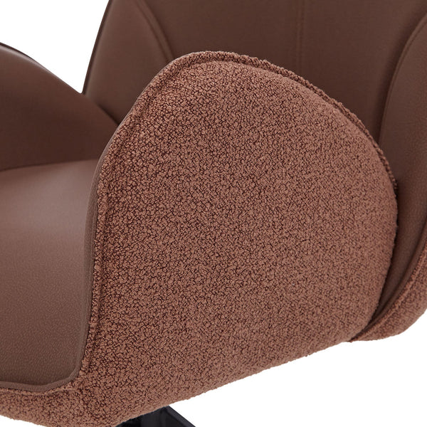 2x Polsterstuhl Bouclé Leder Braun | drehbar | mit Armlehnen | Küche Esszimmer Büro