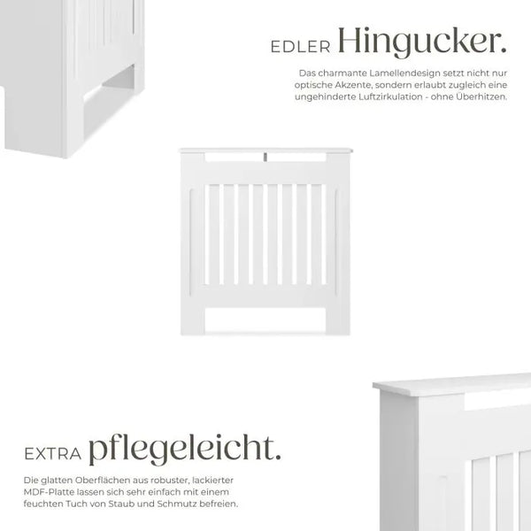 Heizkörperabdeckung Vila Lamellendesign mit Ablage weiss 78 x 19 x 82 cm