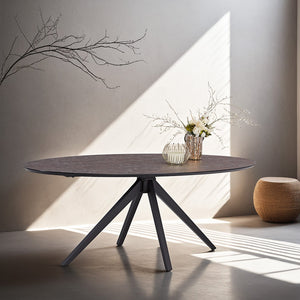 Esstisch Oval Industrial Style Schwarz Braun