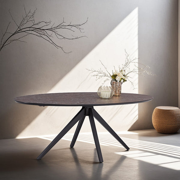 Esstisch Oval Industrial Style Schwarz Braun