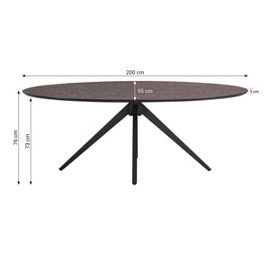 Esstisch Oval Industrial Style Schwarz Braun