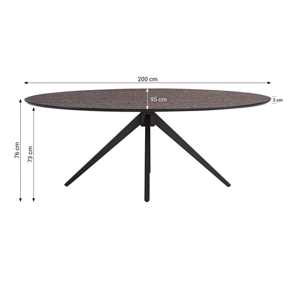 Esstisch Oval Industrial Style Schwarz Braun