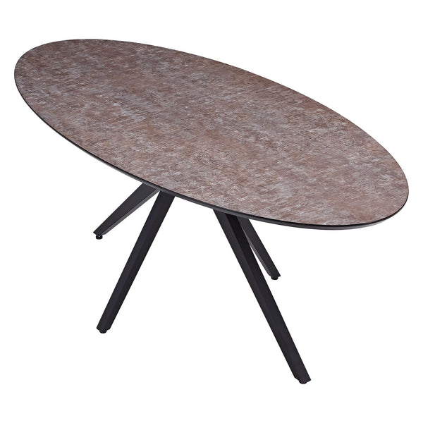 Esstisch Oval Industrial Style Schwarz Braun