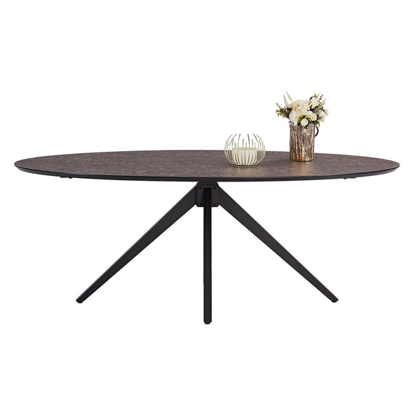 Esstisch Oval Industrial Style Schwarz Braun