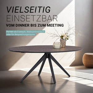 Esstisch Oval Industrial Style Schwarz Braun