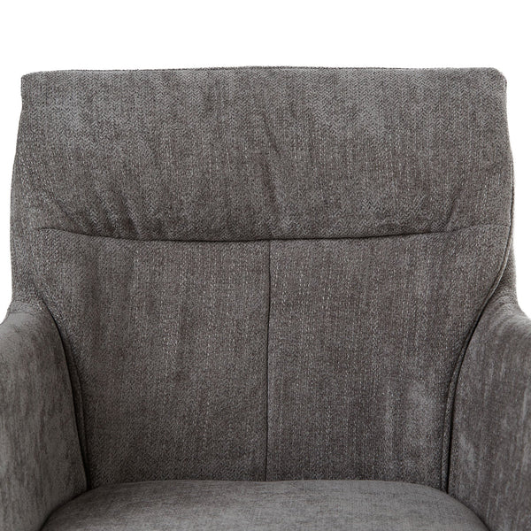 Polsterstuhl Leinen Grau | 6er Set | drehbar | mit Armlehnen | Küche Esszimmer Büro