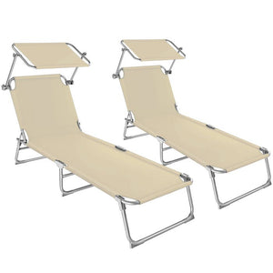 2 Gartenliegen 4-stufig beige