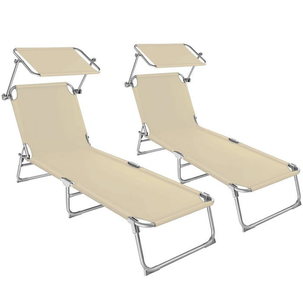 2 Gartenliegen 4-stufig beige