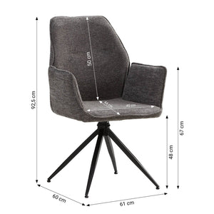 Polsterstuhl Chenille Wolle Grau | 4er Set | drehbar | mit Armlehnen | Küche Esszimmer Büro