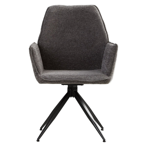 Polsterstuhl Chenille Wolle Grau | 4er Set | drehbar | mit Armlehnen | Küche Esszimmer Büro