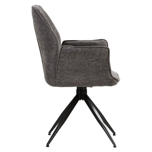 Polsterstuhl Chenille Wolle Grau | 4er Set | drehbar | mit Armlehnen | Küche Esszimmer Büro