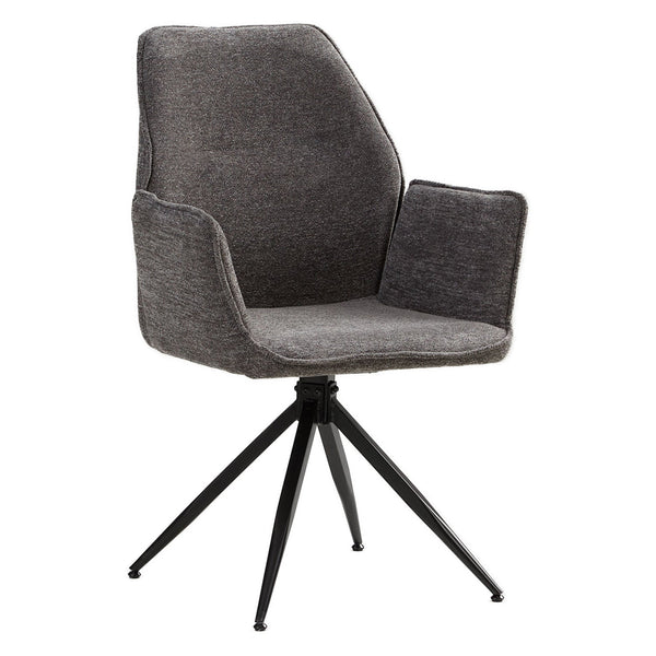 Polsterstuhl Chenille Wolle Grau | 4er Set | drehbar | mit Armlehnen | Küche Esszimmer Büro