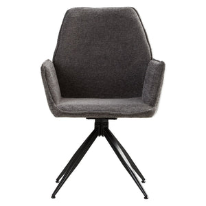 Polsterstuhl Chenille Wolle Grau | 6er Set | drehbar | mit Armlehnen | Küche Esszimmer Büro