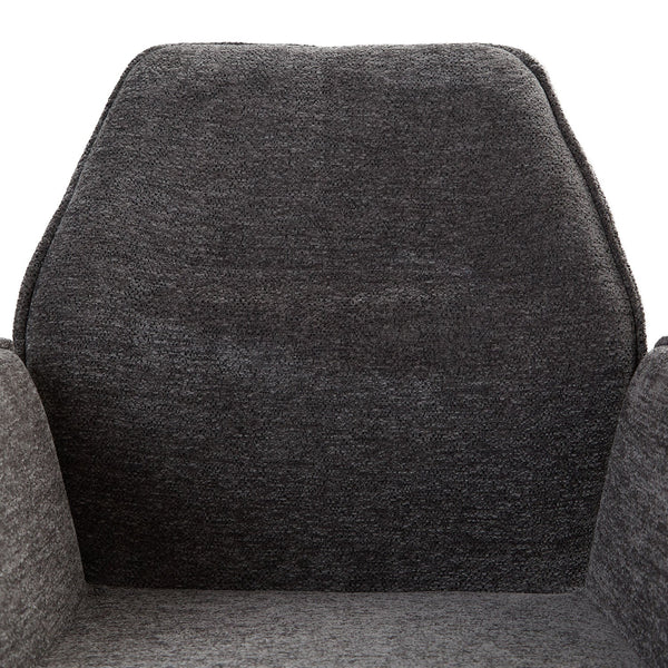 Polsterstuhl Chenille Wolle Grau | 6er Set | drehbar | mit Armlehnen | Küche Esszimmer Büro