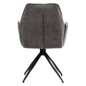 Polsterstuhl Chenille Wolle Grau | 6er Set | drehbar | mit Armlehnen | Küche Esszimmer Büro