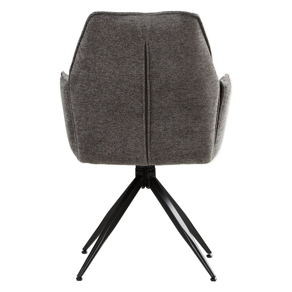 Polsterstuhl Chenille Wolle Grau | 6er Set | drehbar | mit Armlehnen | Küche Esszimmer Büro