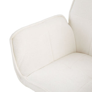 Polsterstuhl Chenille Wolle Weiss | 2er Set | drehbar | mit Armlehnen | Küche Esszimmer Büro