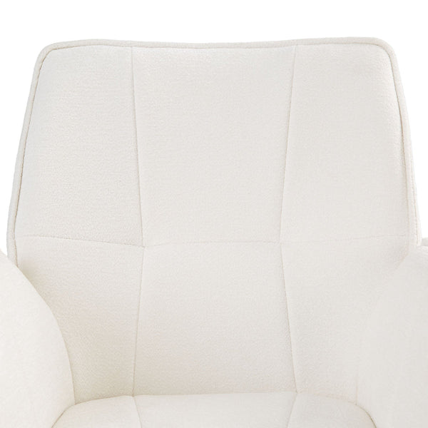 Polsterstuhl Chenille Wolle Weiss | 2er Set | drehbar | mit Armlehnen | Küche Esszimmer Büro