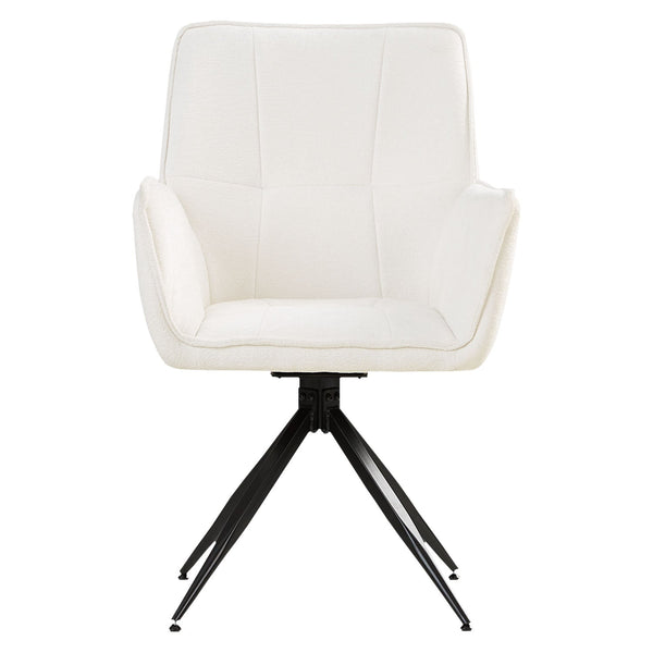 Polsterstuhl Chenille Wolle Weiss | 4er Set | drehbar | mit Armlehnen | Küche Esszimmer Büro