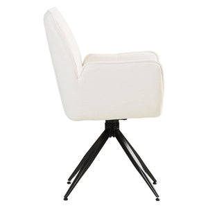 Polsterstuhl Chenille Wolle Weiss | 4er Set | drehbar | mit Armlehnen | Küche Esszimmer Büro