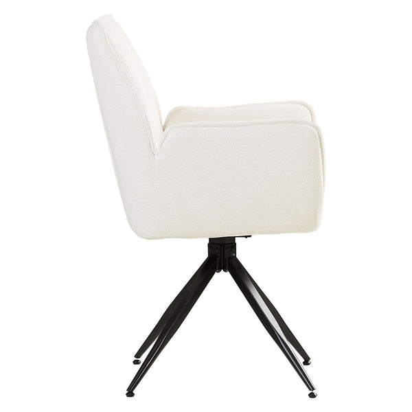 Polsterstuhl Chenille Wolle Weiss | 4er Set | drehbar | mit Armlehnen | Küche Esszimmer Büro