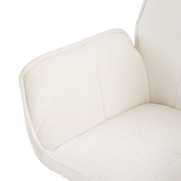 Polsterstuhl Chenille Wolle Weiss | 4er Set | drehbar | mit Armlehnen | Küche Esszimmer Büro