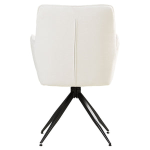 Polsterstuhl Chenille Wolle Weiss | 4er Set | drehbar | mit Armlehnen | Küche Esszimmer Büro