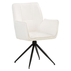 Polsterstuhl Chenille Wolle Weiss | 4er Set | drehbar | mit Armlehnen | Küche Esszimmer Büro