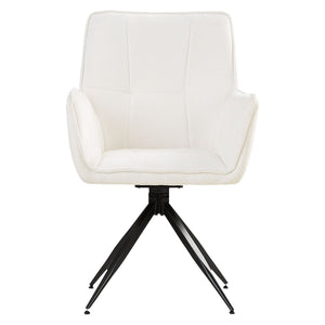 Polsterstuhl Chenille Wolle Weiss | 6er Set | drehbar | mit Armlehnen | Küche Esszimmer Büro