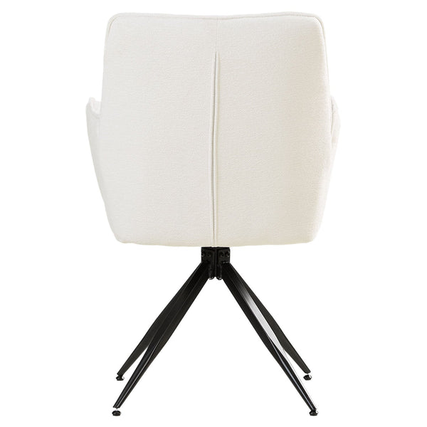 Polsterstuhl Chenille Wolle Weiss | 6er Set | drehbar | mit Armlehnen | Küche Esszimmer Büro