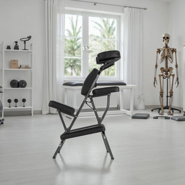 Massagestuhl aus Kunstleder schwarz