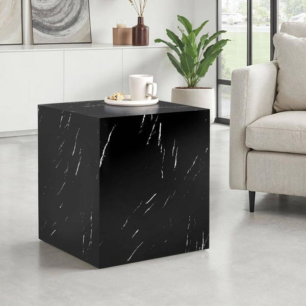Couchtisch Lasley Marmor Optik schwarz 45 x 45 x 50 cm