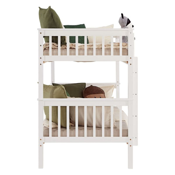 Etagenbett 90x200 cm mit Lattenrost Umbaubar Weiss
