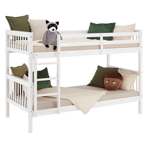Etagenbett 90x200 cm mit Lattenrost Umbaubar Weiss