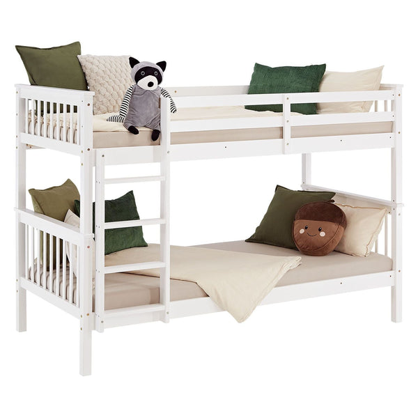 Etagenbett 90x200 cm mit Lattenrost Umbaubar Weiss