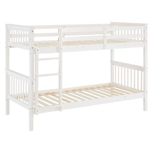 Etagenbett 90x200 cm mit Matratze & Lattenrost umbaubar Weiss