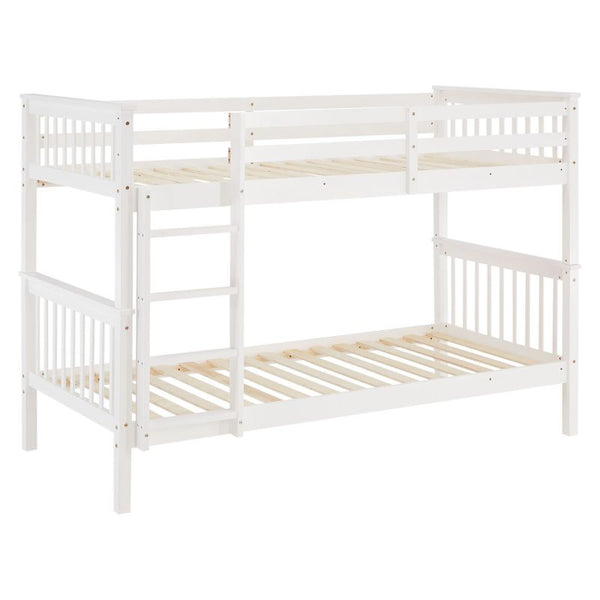 Etagenbett 90x200 cm mit Matratze & Lattenrost umbaubar Weiss