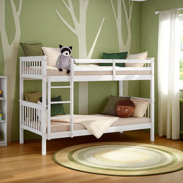 Etagenbett 90x200 cm mit Lattenrost Umbaubar Weiss