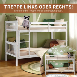 Etagenbett 90x200 cm mit Lattenrost Umbaubar Weiss