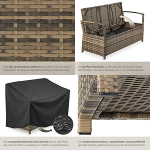 Rattan-Gartenbank Vecchia 2-Sitzer mit Stauraum natur