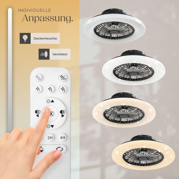 LED Deckenleuchte Storm mit Ventilator dimmbar schwarz