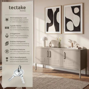 Sideboard Baker Metall abschliessbar braun 120 x 37,5 x 55,5 cm