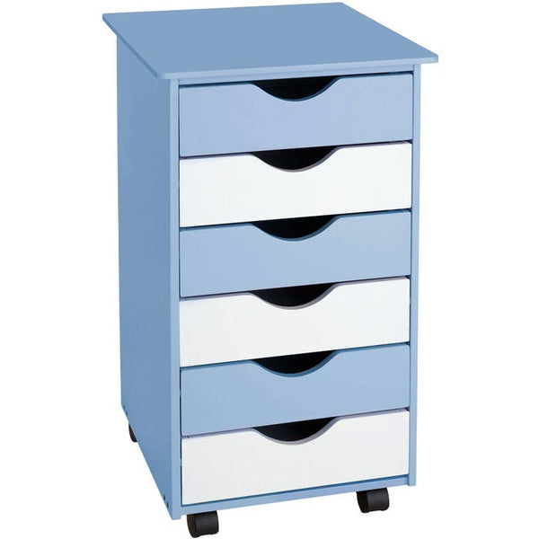 Rollcontainer aus Holz, blau