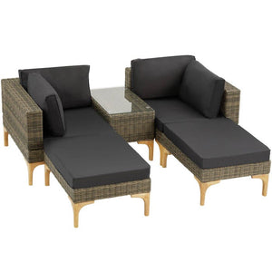 Rattan Lounge mit Aluminiumgestell Bellaria natur