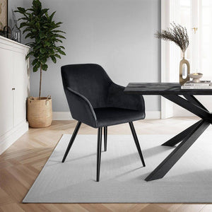 2er Set Stuhl Marilyn Samtoptik, schwarz