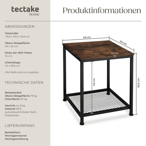 Beistelltisch Derby Industrial Holz dunkel, rustikal