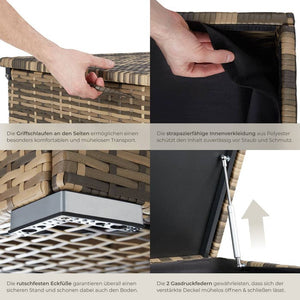Auflagenbox mit Aluminiumgestell Oslo, 145x82,5x79,5cm - natur