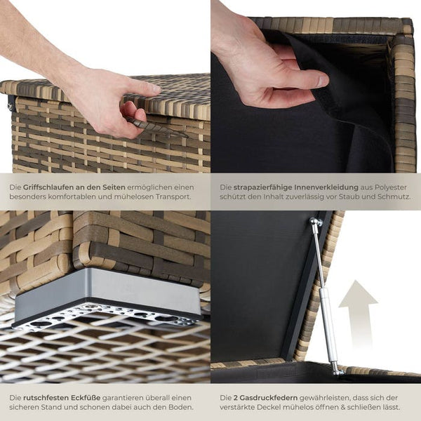 Auflagenbox mit Aluminiumgestell Oslo, 145x82,5x79,5cm - natur