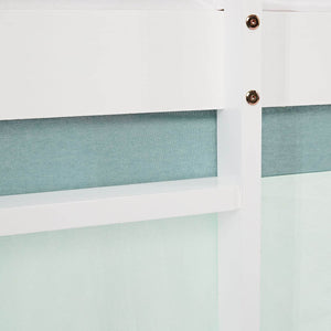 Hochbett 90x200 cm mit Lattenrost Kinderbett Vorhang Grün Mintgrün Weiss