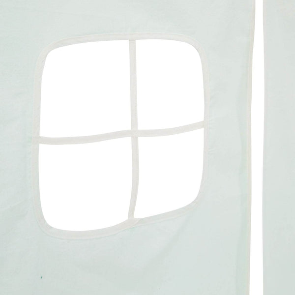 Hochbett 90x200 cm mit Lattenrost Kinderbett Vorhang Grün Mintgrün Weiss